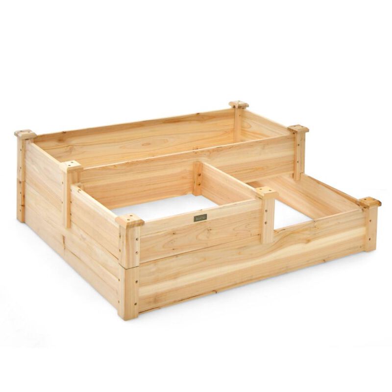 Hivvago 3-Tier Wooden Raised Garden Bed with Open-Ended Base