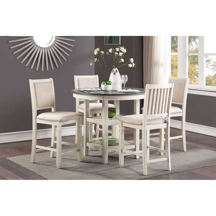 1 Piece Counter Height Table With 2X Display Shelves Transitional Style Furniture