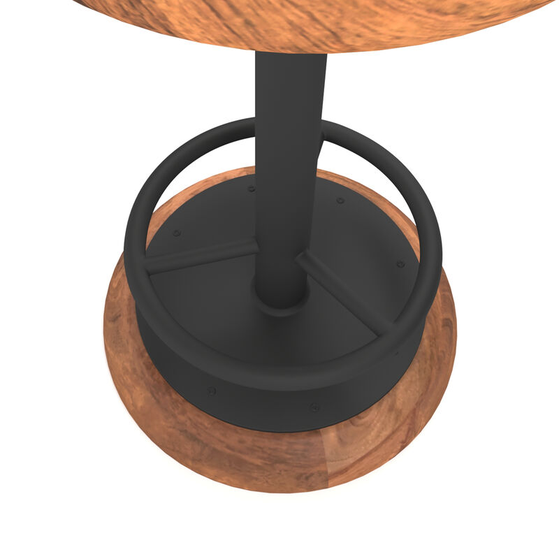 Rustic Charm Swivel Counter Bar Stool 24 Inch Handcrafted, Brown Mango Wood Round Seat, Black Iron Base with Footrest