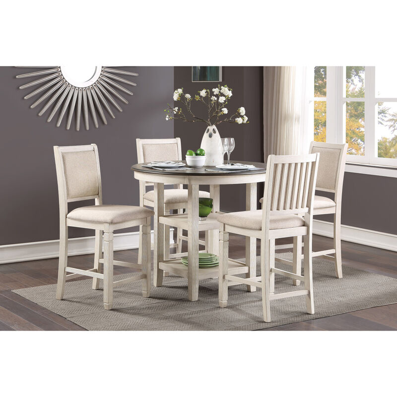 1 Piece Counter Height Table With 2X Display Shelves Transitional Style Furniture