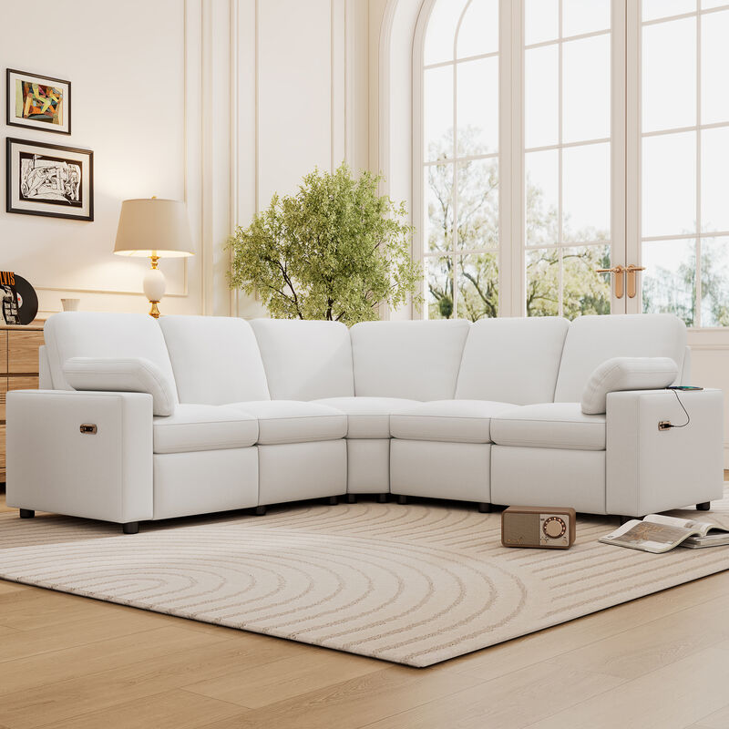 Merax Power Recliner Linen Sectional Sofa