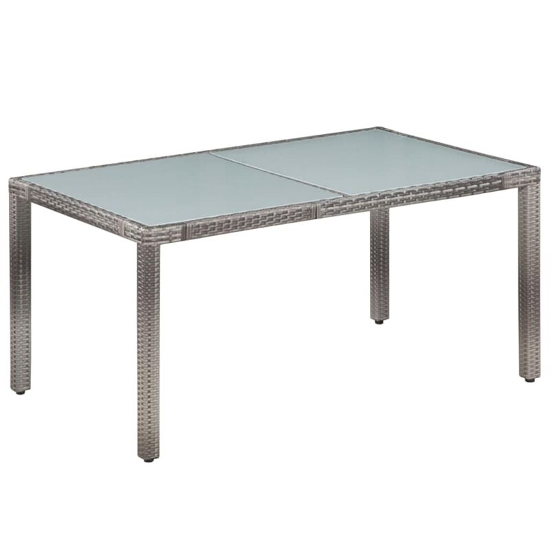 vidaXL 7 Piece Outdoor Dining Set with Cushions Poly Rattan Gray