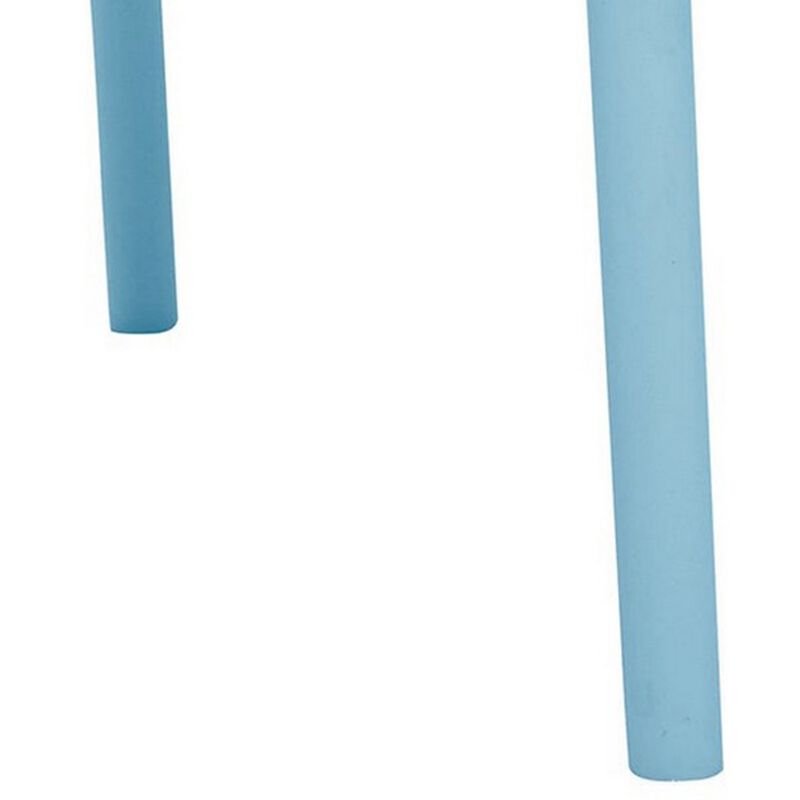 Gyna 14 Inch Kids Side Chair, Dotted Backrest, Armless, Set of 4, Blue - Benzara