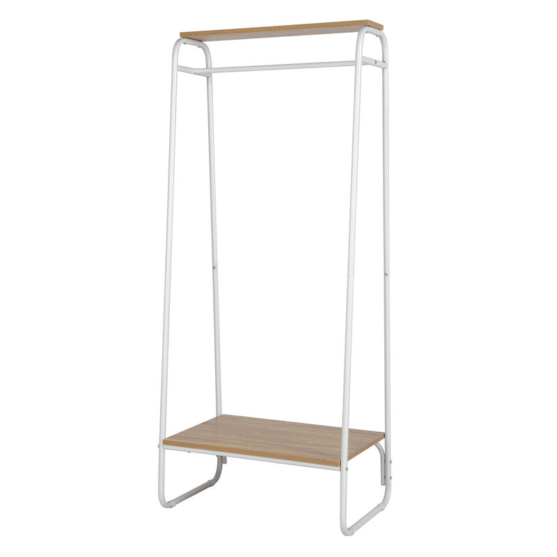 Freestanding Clothes Rack with Shelf, Adjustable Clothing Storage Organizer