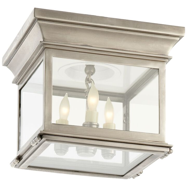 Club Small Square Flush Mount in Antique Nickel