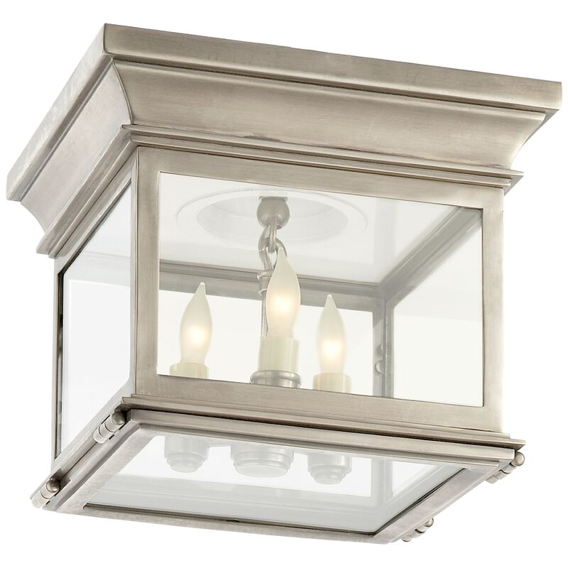 Club Small Square Flush Mount in Antique Nickel