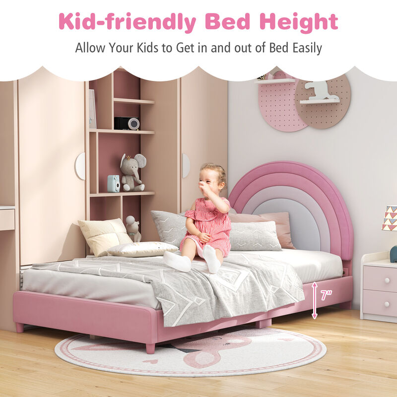 Height-Adjustable Headboard Bed Frame with Sturdy Wooden Slats, Modern Platform Design for Comfort and Support