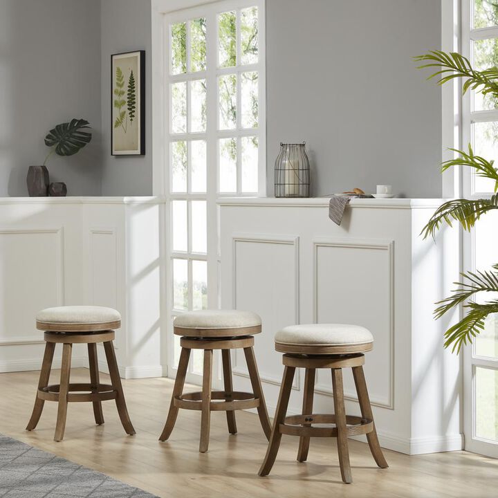 Boraam 24 Fenton Counter Stool - Driftwood Wire-Brush & Ivory
