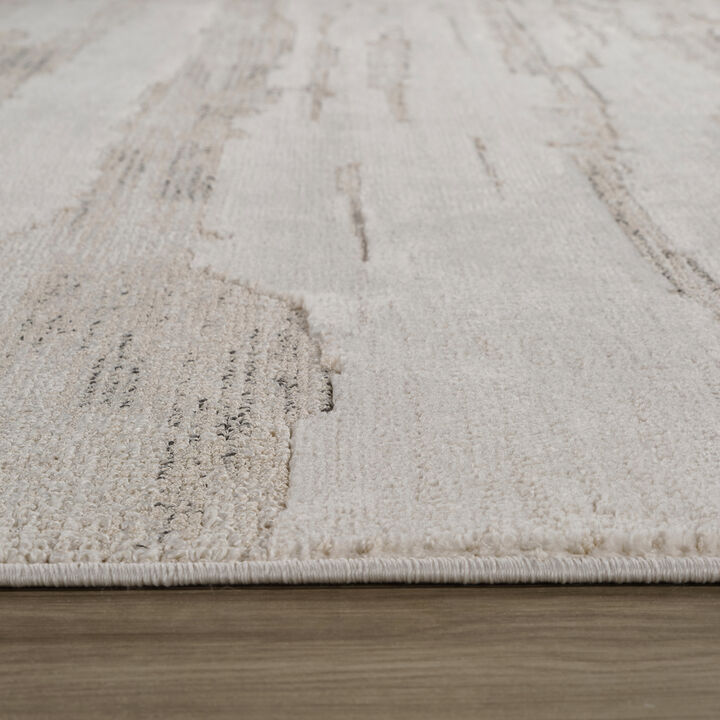 Geometric Modern Abstract Beige Cream Indoor Runner Rug
