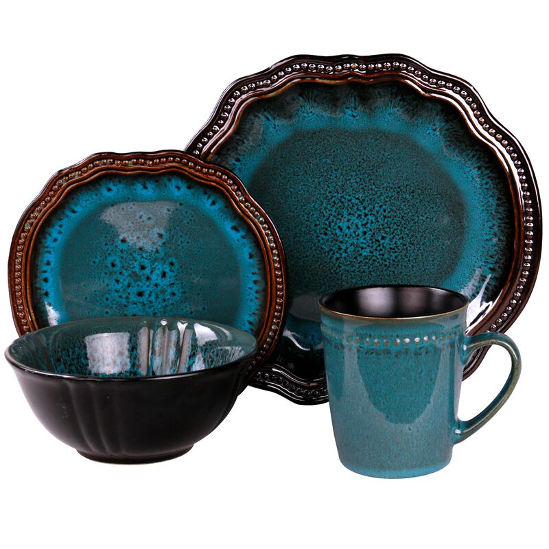 Elama's Mystic Waves 16 Piece Dinnerware Set