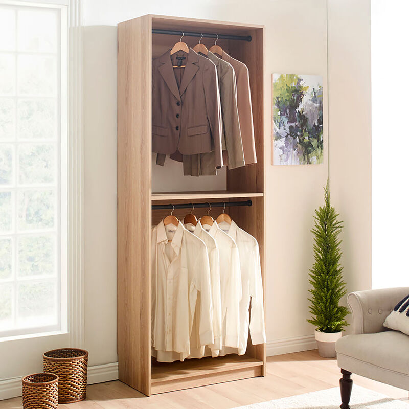 Prosper 32" Oak Wood Walk-in Closet with Two Rods