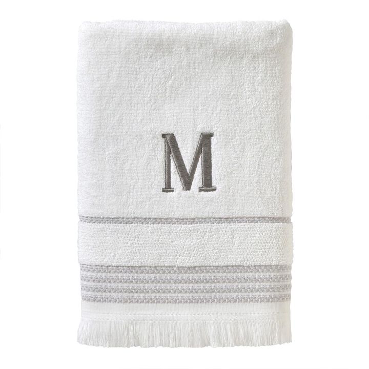 SKL Home By Saturday Knight Ltd Casual Monogram Bath Towel M - 28"x54", White