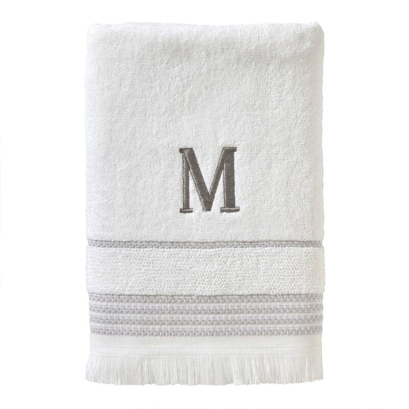 SKL Home By Saturday Knight Ltd Casual Monogram Bath Towel M - 28"x54", White