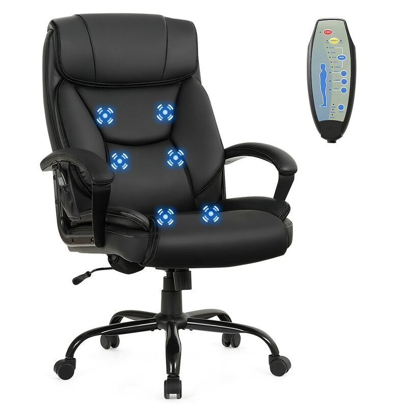 Massage Executive Office Chair with 6 Vibrating Points-Black