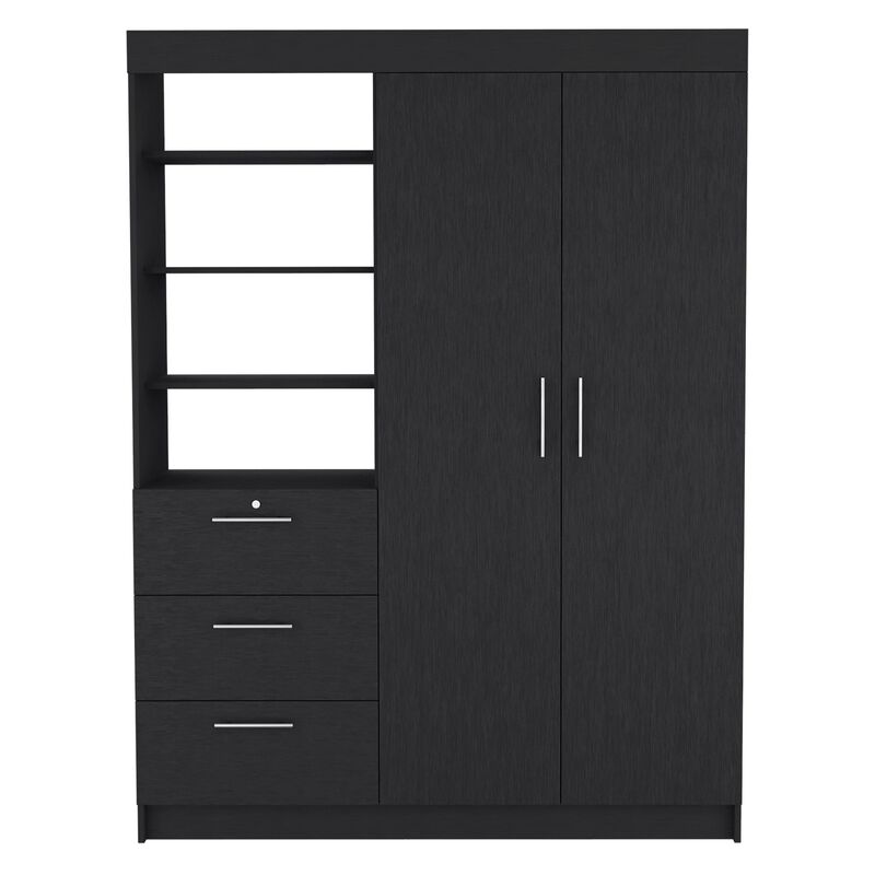 Peyton 2 Piece Bedroom Set, Armoire + Nightstand, Black