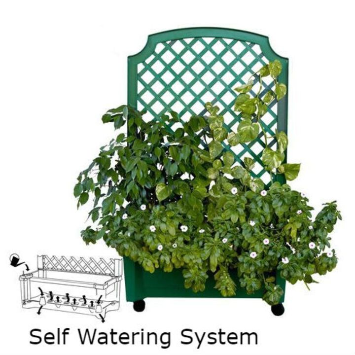 QuikFurn Indoor/Outdoor Green Polypropylene Wheeled Trellis Planter