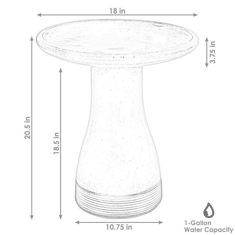 Sunnydaze Classic Outdoor Cut-Out Ceramic Bird Bath - 20.5 in