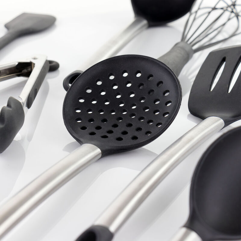 MegaChef Gray Silicone and Stainless Steel Cooking Utensils, Set of 14