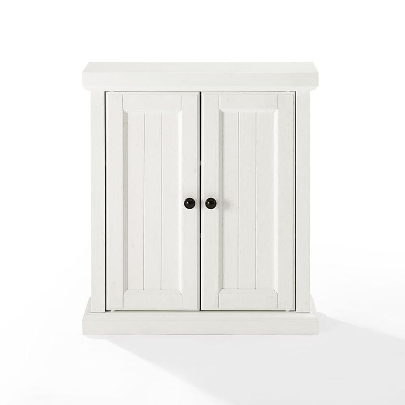 Crosley Furniture Seaside Wall Cabinet Distressed White
