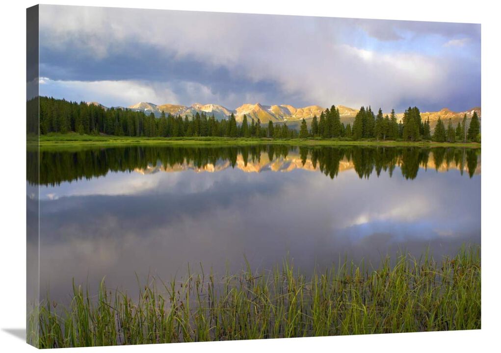 Mountains in the Weminuche Wilderness reflected in Molas Lake, Colorado-Canvas Art-32x24