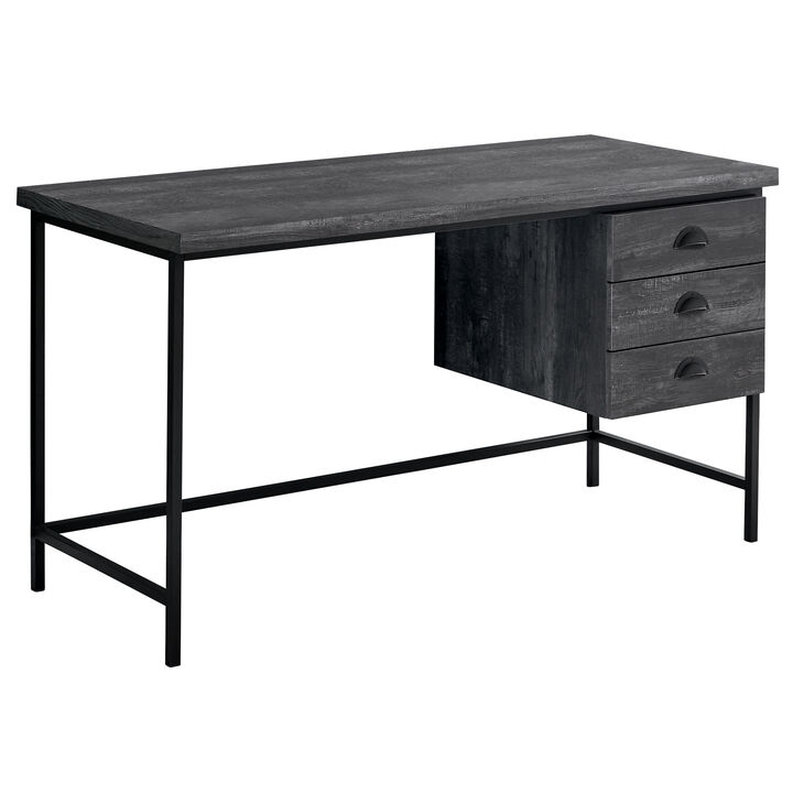 Computer Desk, Home Office, Laptop, Storage Drawers, 55"L, Work, Metal, Laminate, Black, Contemporary, Modern