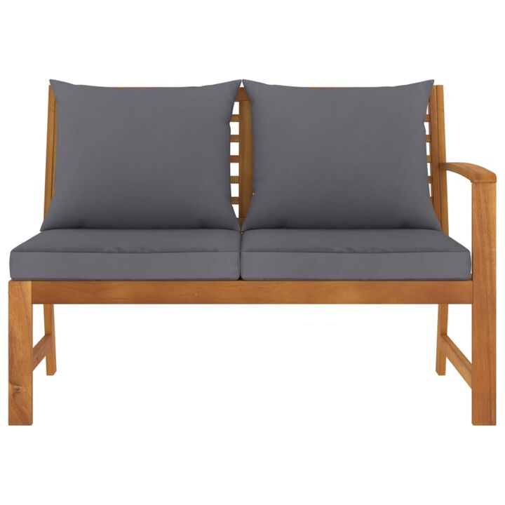 vidaXL Garden Bench 45.1" with Dark Gray Cushion Solid Acacia Wood