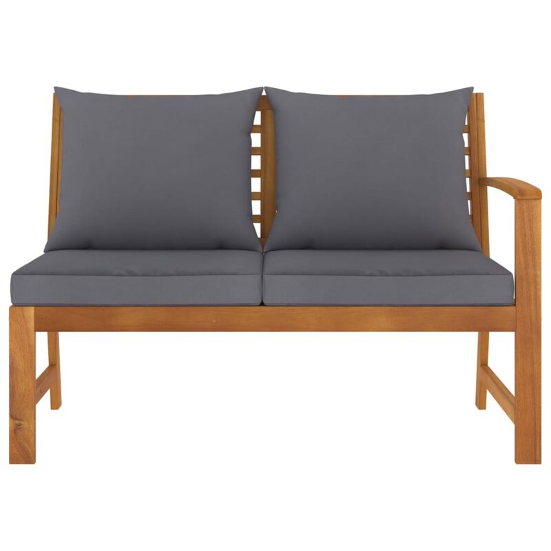 vidaXL Garden Bench 45.1" with Dark Gray Cushion Solid Acacia Wood