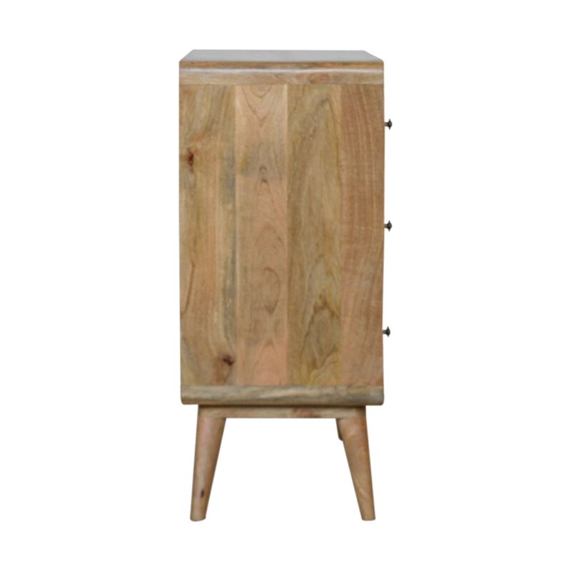 Curved  Solid Wood 3 Drawers Oak-ish Chest
