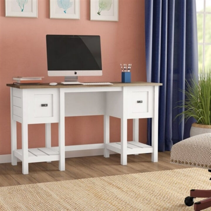 Farmhouse Style 2-Drawer Writing Desk for Home Office – Versatile Workstation