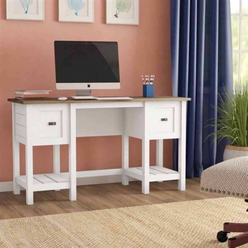 Farmhouse Style 2-Drawer Writing Desk for Home Office – Versatile Workstation