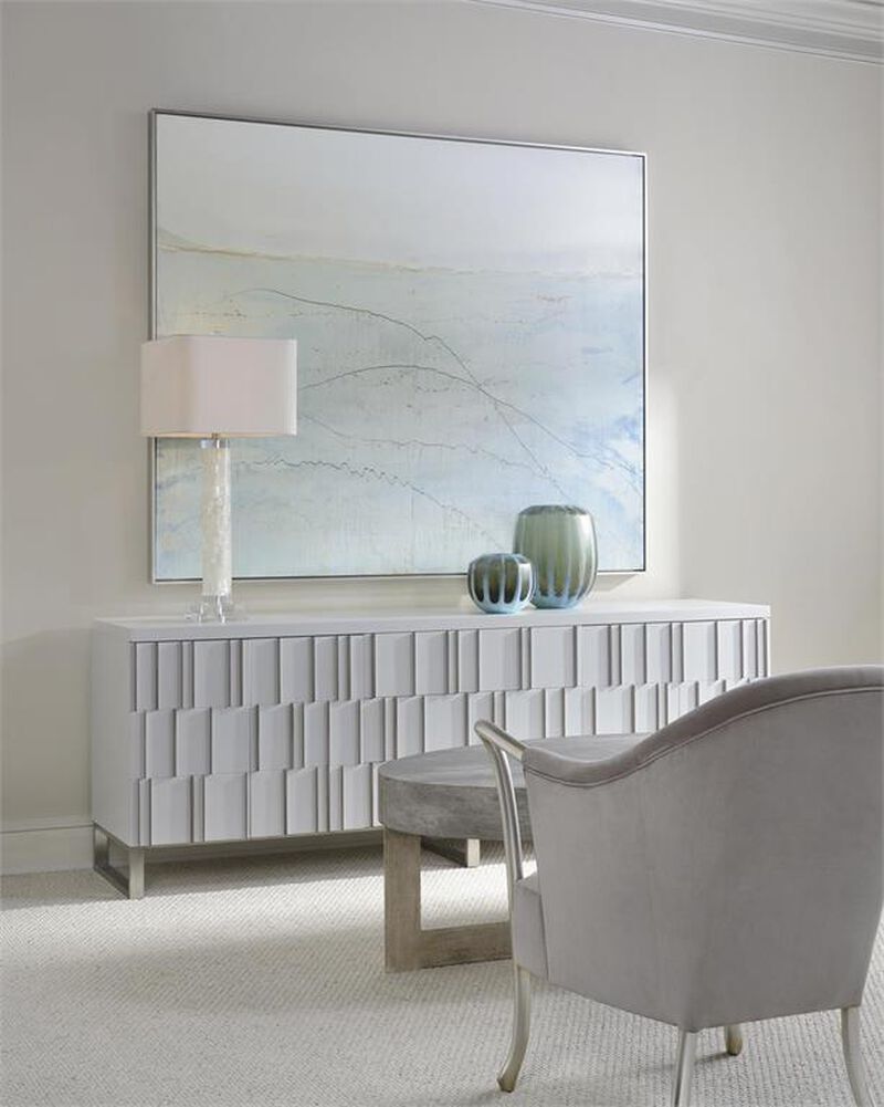 White Calcite and Quartz Table Lamp