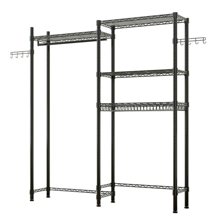 Heavy-Duty Wire Garment Rack with Storage Shelves for Laundry Room