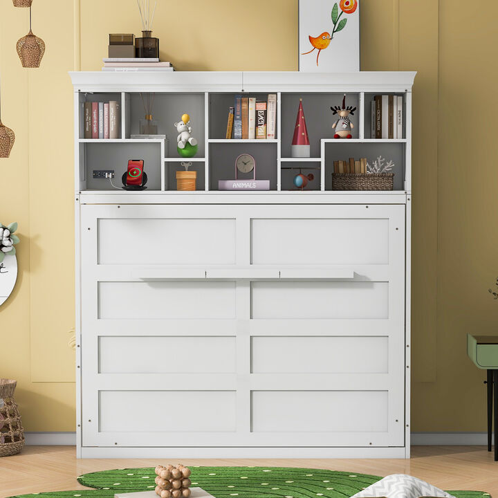 Merax Murphy Bed Wall Bed with Storage Shelves
