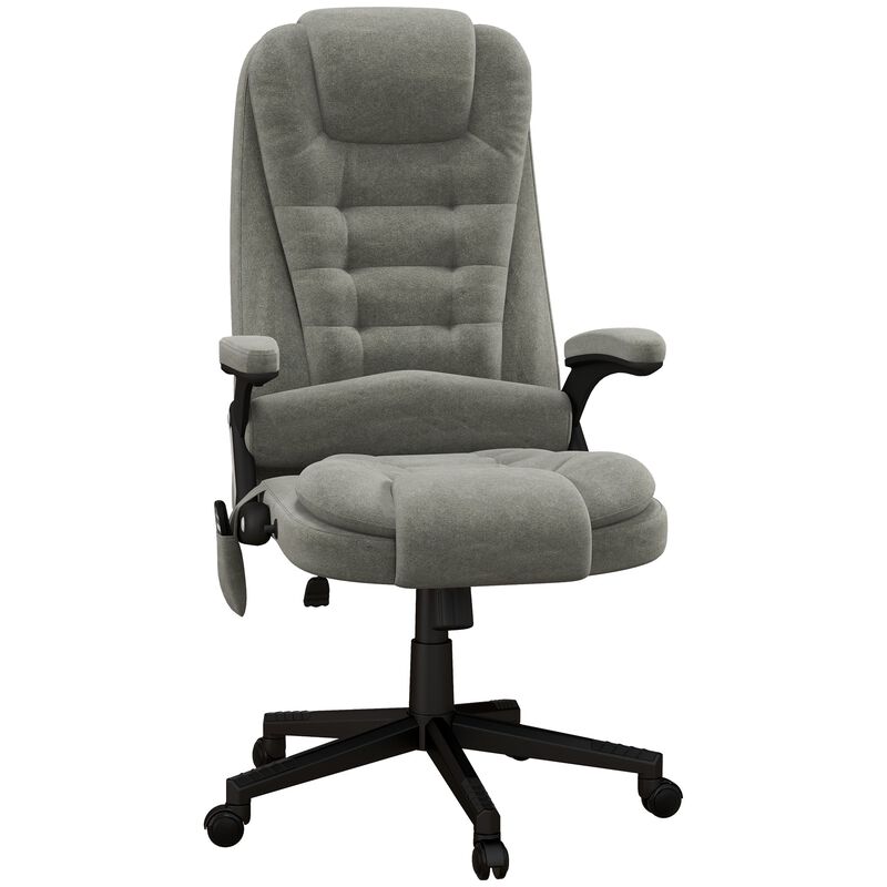 Vibrating Massage Office Chair: Heated, Linen, Reclining, Gray