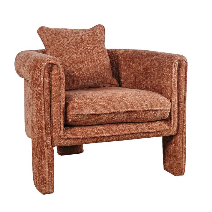 Jofran Adley Modern Upholstered Vintage Accent Armchair with Pillow