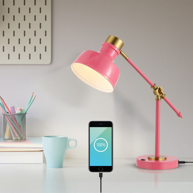 Allegra Classic Farmhouse Adjustable Cantilever LED Task Lamp with USB Charging Port