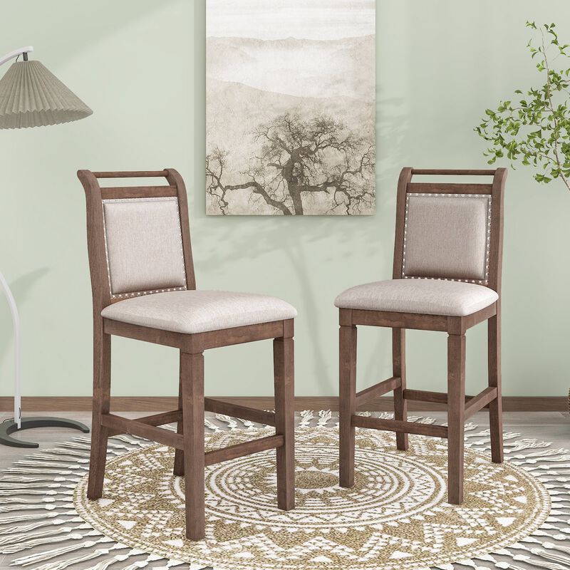 MONDAWE 3-Piece Wood Counter Height Drop Leaf  Dining Table Set with 2 Upholstered Dining Chairs for Small Place,Dinging Room