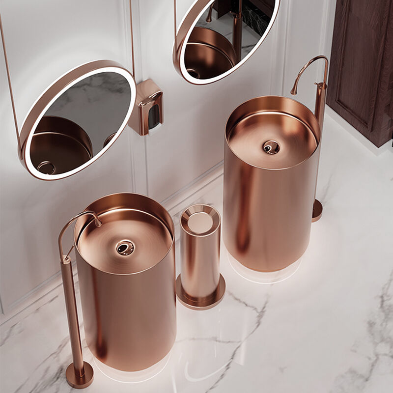 Deluxe stainless steel column basin Rose Gold
