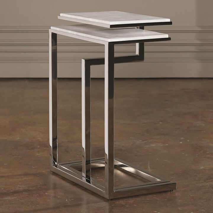 Set of 2 C-Nesting Tables in silver