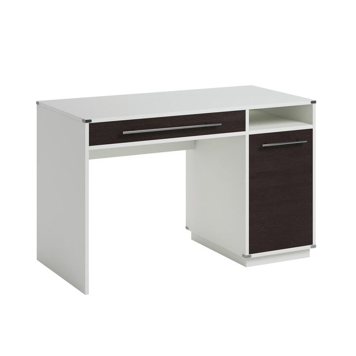 Sauder Vista Key Single Ped Desk Pearl Wh/Miste