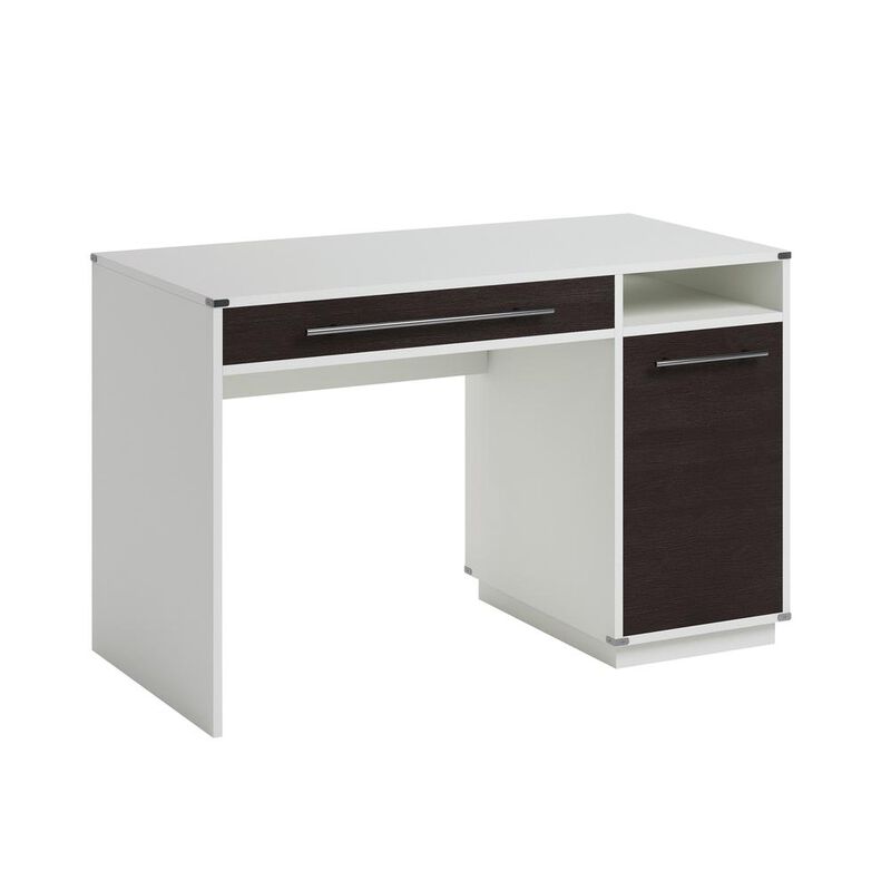 Sauder Vista Key Single Ped Desk Pearl Wh/Miste
