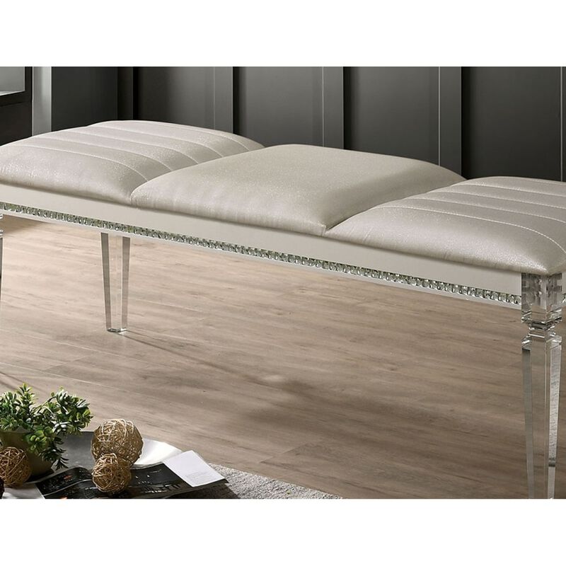 Solid Wood Bench with Crystal Accent