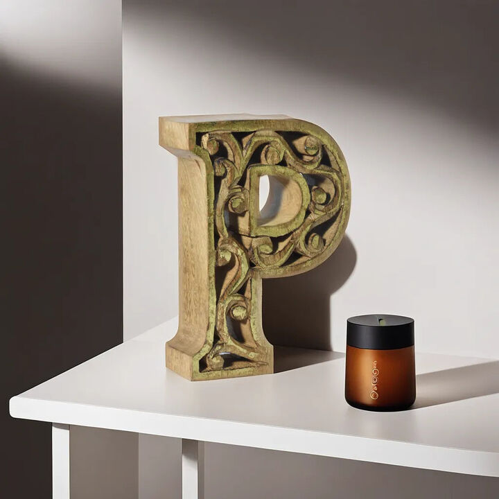 Vintage Natural Gold Handmade Eco-Friendly "P" Alphabet Letter Block For Wall Mount & Table Top Décor