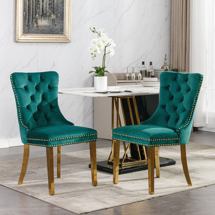 Contemporary Velvet Dining Chairs, Set of 2