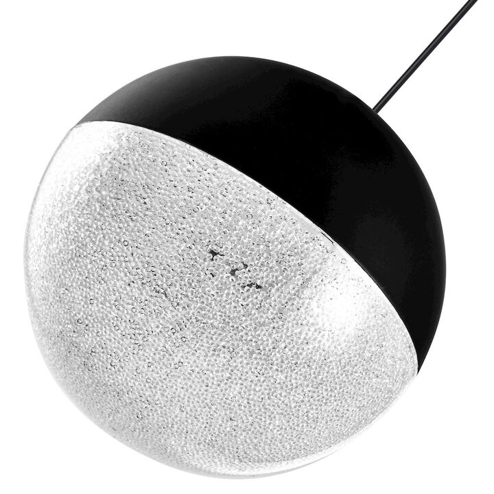 VONN Lighting Integrated LED Height Adjustable Pendant Light with Globe Shade in Black
