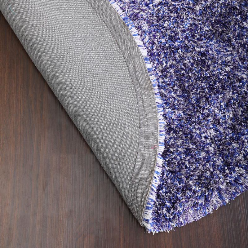 RUGSOTIC CARPETS HAND TUFTED SHAG POLYESTER ECO-FRIENDLY AREA RUGS  - 10'x10', Round, Blue White, Solid Plain Design, High Pile Thick Handmade Anti Skid Area Rugs for Living Room, Bed Room K00111