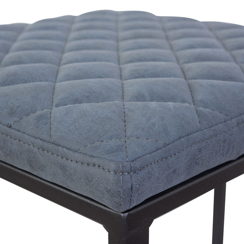 LeisureMod Quincy Quilted Stitched Leather Bar Stools – Set of 2, Modern and Comfortable Seating