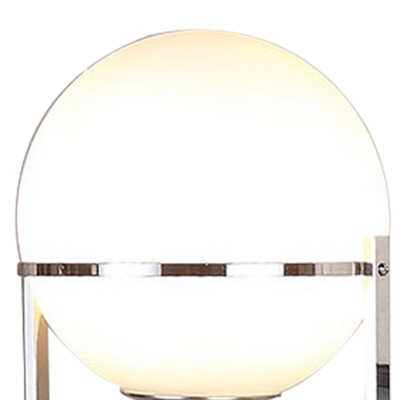 Jim 22 Inch Table Lamp, LED Light, Metal Body, Modern Globe Shade, Silver-Benzara