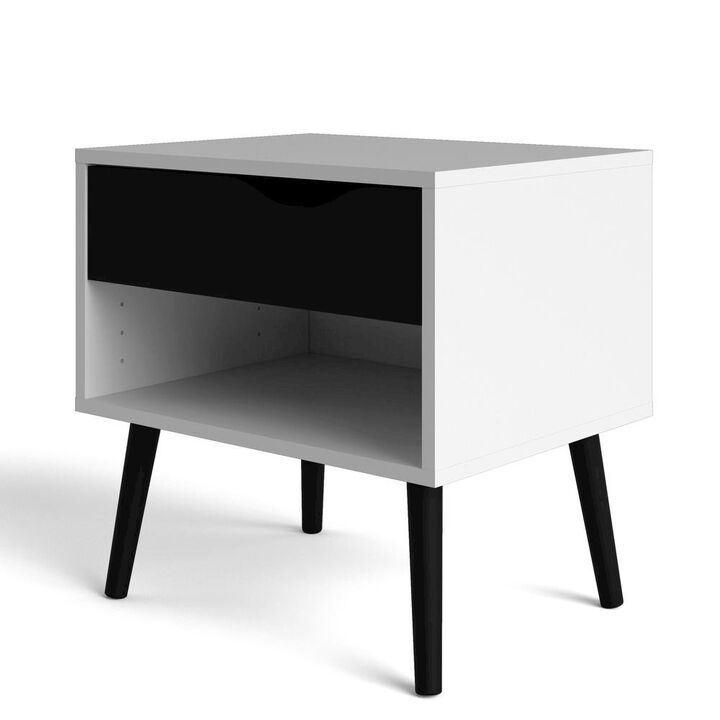 Furnifact White Nightstand With 1 Drawer - Stylish And Functional Bedside Table