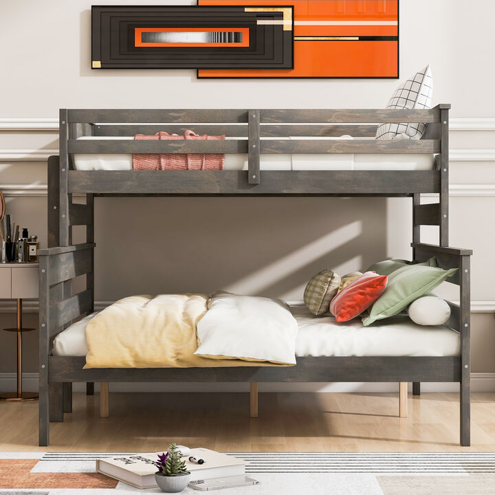 Wood Twin XL over Queen Bunk Bed with Ladder